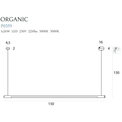Maxlight P0359D Organic Horizon 150cm