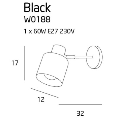 MAXLIGHT Kinkiet BLACK W0188