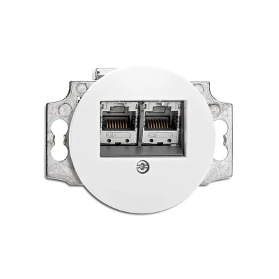 Gniazdo komputerowe RJ45 podwójne kat. 6 THPG biała porcelana
