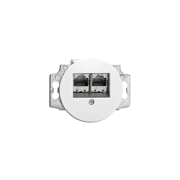Gniazdo komputerowe RJ45 podwójne kat. 6 THPG biała porcelana