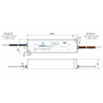 Zasilacz impulsowy CobaltElectro ZPV 12V 100W IP67