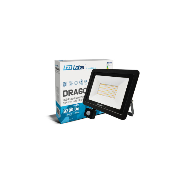 Naświetlacz LED DRAGO 100W NW IP44 SLIM PIR