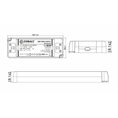 Zasilacz LED CobaltElectro PFV 24V 50W IP20 B