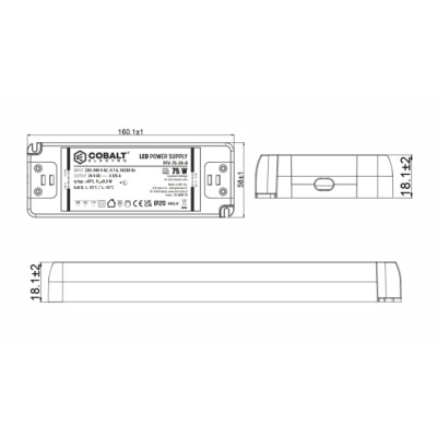Zasilacz LED CobaltElectro PFV 12V 75W IP20 B