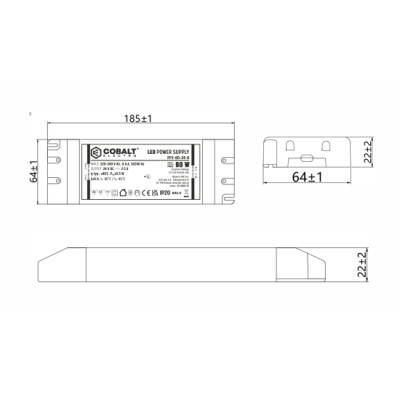 Zasilacz LED CobaltElectro PFV 24V 60W IP20 B