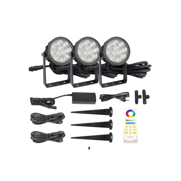 Zestaw 3 x Oprawa ogrodowa LED RGB+CCT 6W z zasilaczem FUTC08A