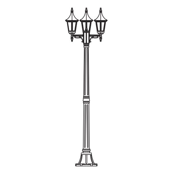 RIMINI 403 BLACK/SILVER E27 LED 3X 9W TRIPLE