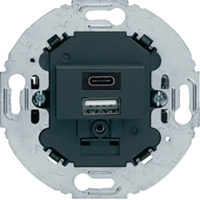 Mechanizm gniazda USB A+C ładowania do serii obrotowych, 3.0 A 230 V, antracyt,