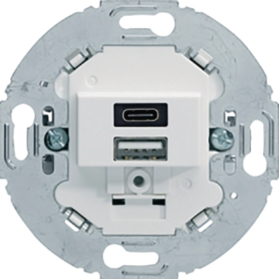 Mechanizm gniazda USB A+C ładowania do serii obrotowych, 3.0 A 230 V, biały, mat