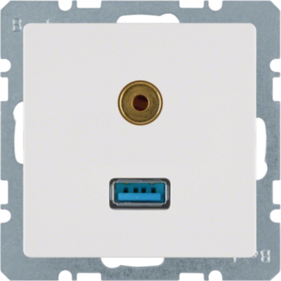 Q.x Gniazdo USB/3.5 mm audio biały, aks